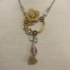 Flower chandelier and charm bohm necklace